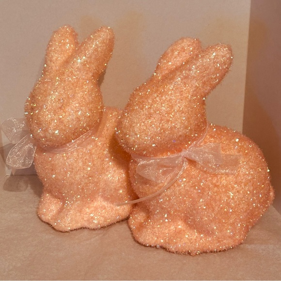 Glittery Peach Bunny Decor Set - Picture 1 of 7